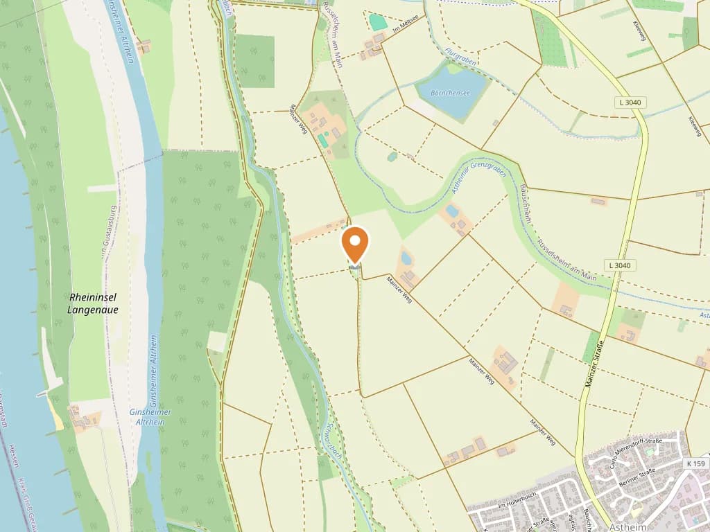 Karte: Das Schützenhaus liegt an der Straße Außerhalb am Ortsrand von Astheim.
